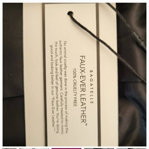 Bagatelle Collection Medium Drape FAUX Leather Jacket in Black and Dark Gray - Picture 9 of 11